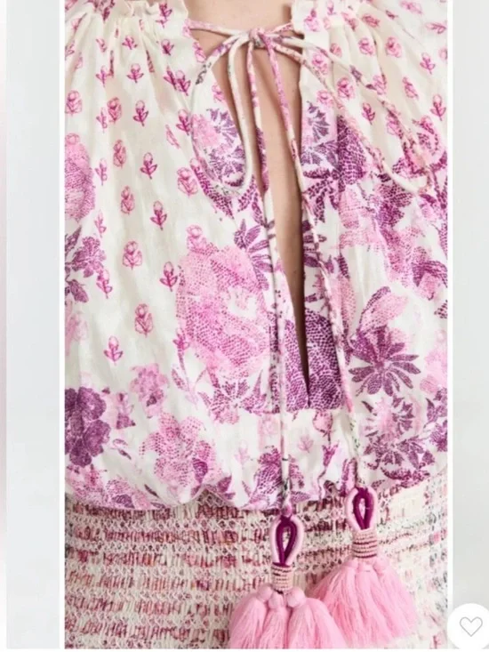 HEMANT & NANDITA Suki Maxi Dress Pink Floral Lace Boho Romantic Cottagecore S - Picture 4 of 13